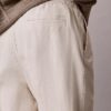 Pantalones sin cremallera con pliegues de mezcla de lino Pantalones sin cremallera con pliegues de mezcla de lino