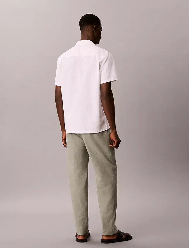 Pantalones sin cremallera con pliegues de mezcla de lino Pantalones sin cremallera con pliegues de mezcla de lino