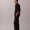 Pantalones sin cremallera con pliegues de mezcla de lino Pantalones sin cremallera con pliegues de mezcla de lino