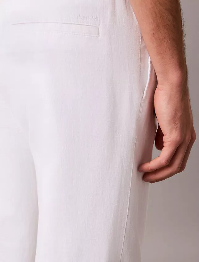 Pantalones sin cremallera con pliegues de mezcla de lino Pantalones sin cremallera con pliegues de mezcla de lino