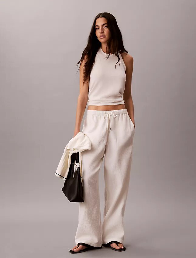 Pantalones sin cremallera de doble gasa Pantalones sin cremallera de doble gasa