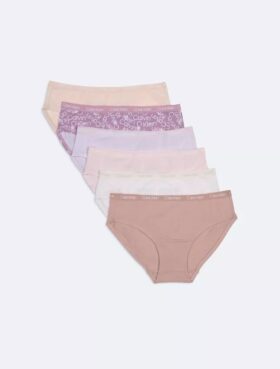 Paquete de 6 braguitas Hipster con logotipo para niñas Paquete de 6 braguitas Hipster con logotipo para niñas