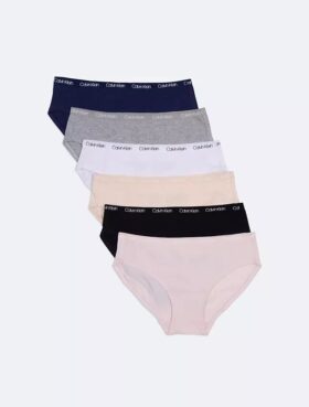 Paquete de 6 braguitas Hipster con logotipo para niñas Paquete de 6 braguitas Hipster con logotipo para niñas