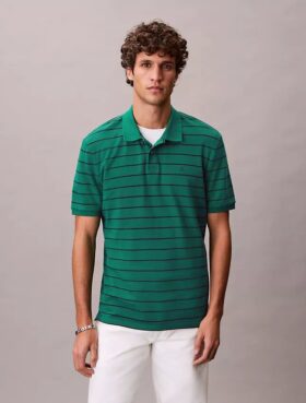 Polo clásico de rayas de piqué de algodón