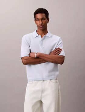 Polo de algodón liso con tejido de gofre