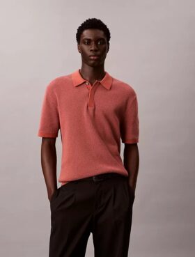Polo de algodón liso con tejido de gofre