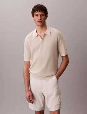 Polo de algodón liso con tejido de gofre