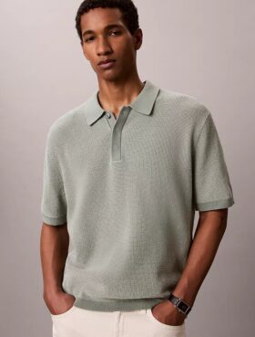 Polo de algodón liso con tejido de gofre