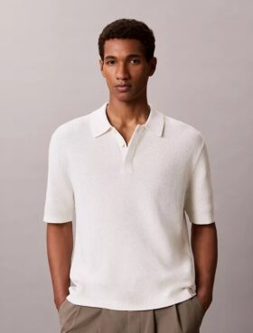 Polo de algodón liso con tejido de gofre