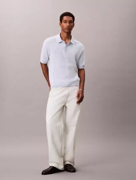 Polo de algodón liso con tejido de gofre