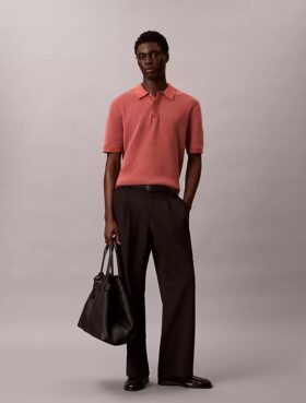 Polo de algodón liso con tejido de gofre