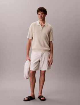 Polo de algodón liso con tejido de gofre