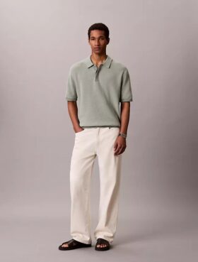 Polo de algodón liso con tejido de gofre