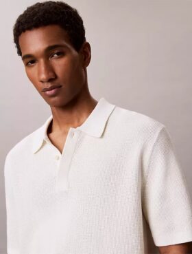 Polo de algodón liso con tejido de gofre