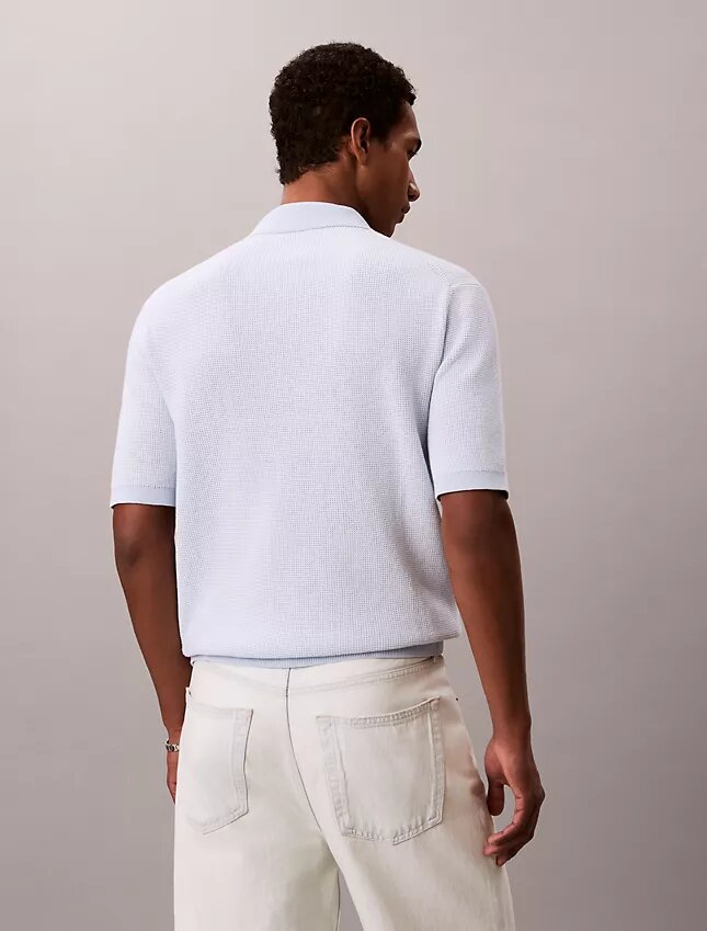 Polo de algodón liso con tejido de gofre Polo de algodón liso con tejido de gofre