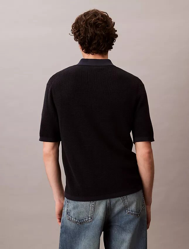 Polo de algodón liso con tejido de gofre Polo de algodón liso con tejido de gofre