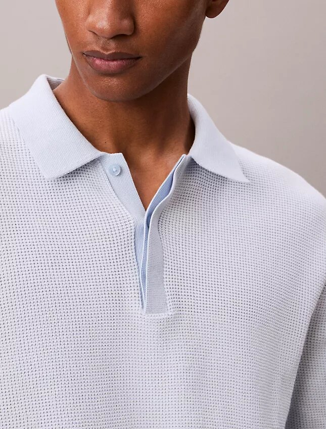 Polo de algodón liso con tejido de gofre Polo de algodón liso con tejido de gofre