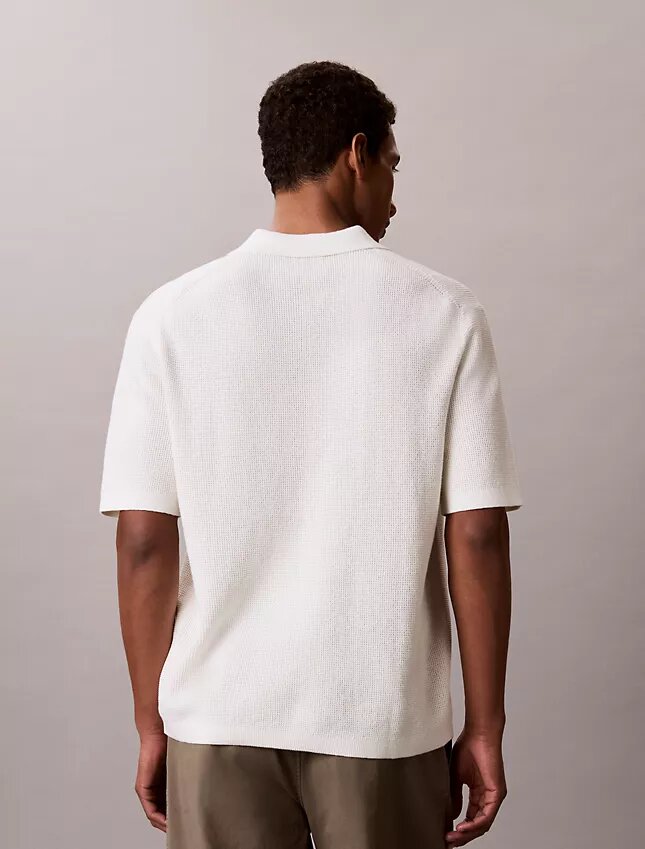 Polo de algodón liso con tejido de gofre Polo de algodón liso con tejido de gofre