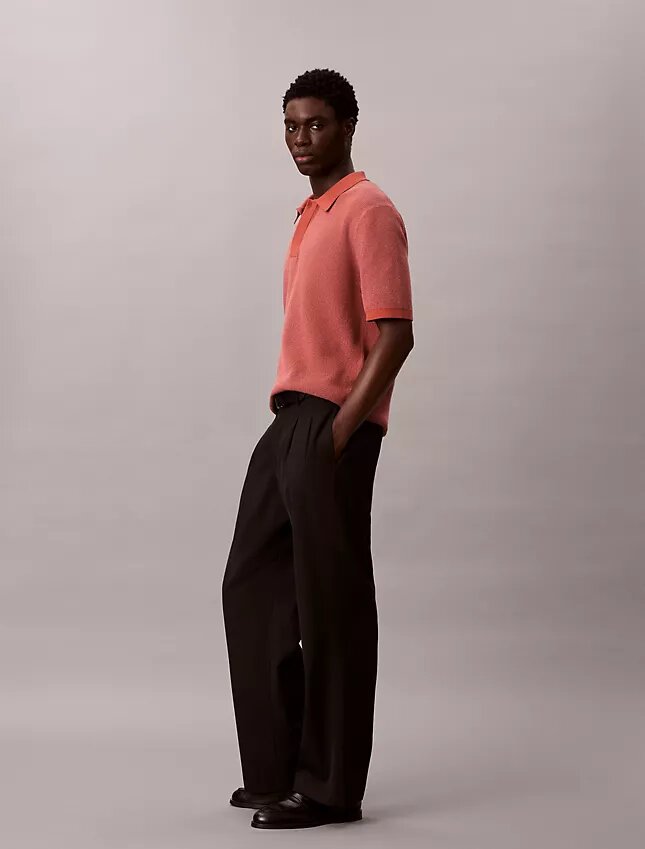 Polo de algodón liso con tejido de gofre Polo de algodón liso con tejido de gofre