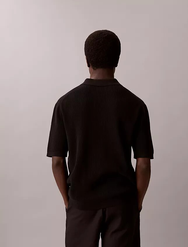 Polo de algodón liso con tejido de gofre Polo de algodón liso con tejido de gofre