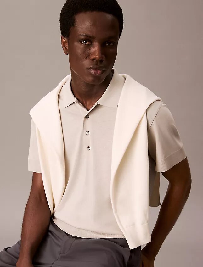 Polo de punto fino de mezcla de lyocell Polo de punto fino de mezcla de lyocell