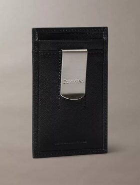 Portatarjetas Saffiano refinado + clip para billetes Portatarjetas Saffiano refinado + clip para billetes