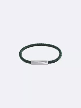 Pulsera de cuero con placa de identificación biselada Pulsera de cuero con placa de identificación biselada