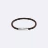 Pulsera de cuero con placa de identificación biselada