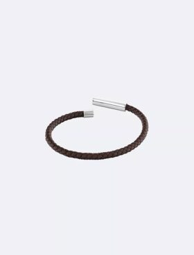Pulsera de cuero con placa de identificación biselada Pulsera de cuero con placa de identificación biselada