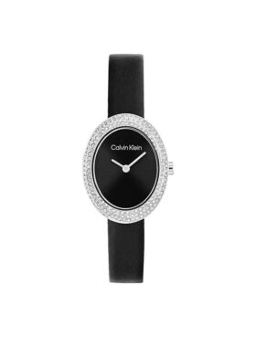 Reloj con bisel contorneado, esfera ovalada y correa de cuero Reloj con bisel contorneado, esfera ovalada y correa de cuero