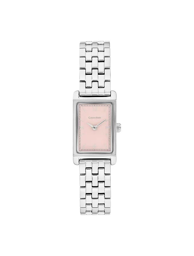 Reloj con brazalete de eslabones y esfera rectangular Reloj con brazalete de eslabones y esfera rectangular