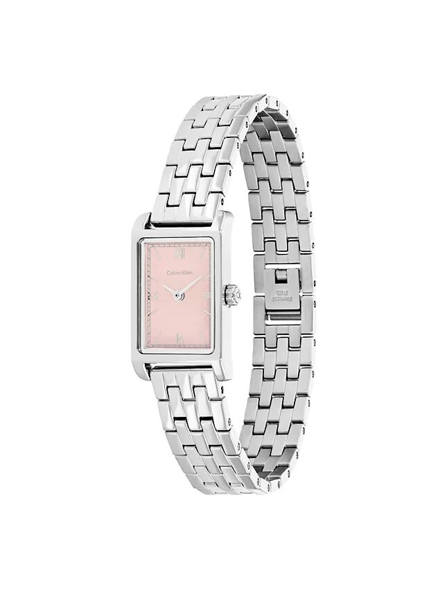 Reloj con brazalete de eslabones y esfera rectangular Reloj con brazalete de eslabones y esfera rectangular