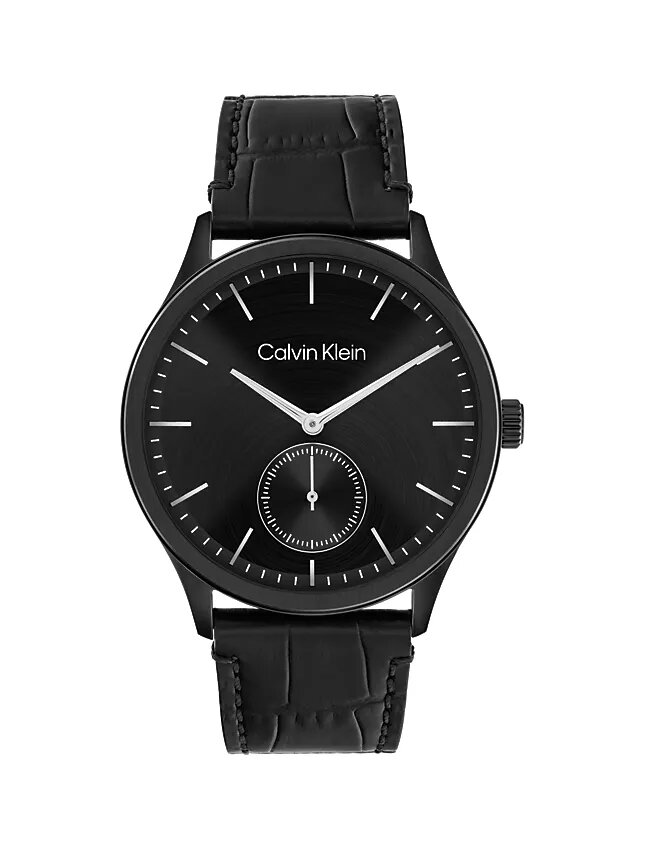 Reloj con esfera cepillada y correa de cuero Reloj con esfera cepillada y correa de cuero