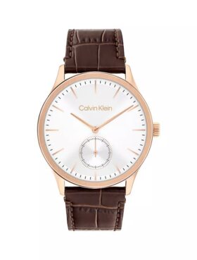 Reloj con esfera cepillada y correa de cuero Reloj con esfera cepillada y correa de cuero
