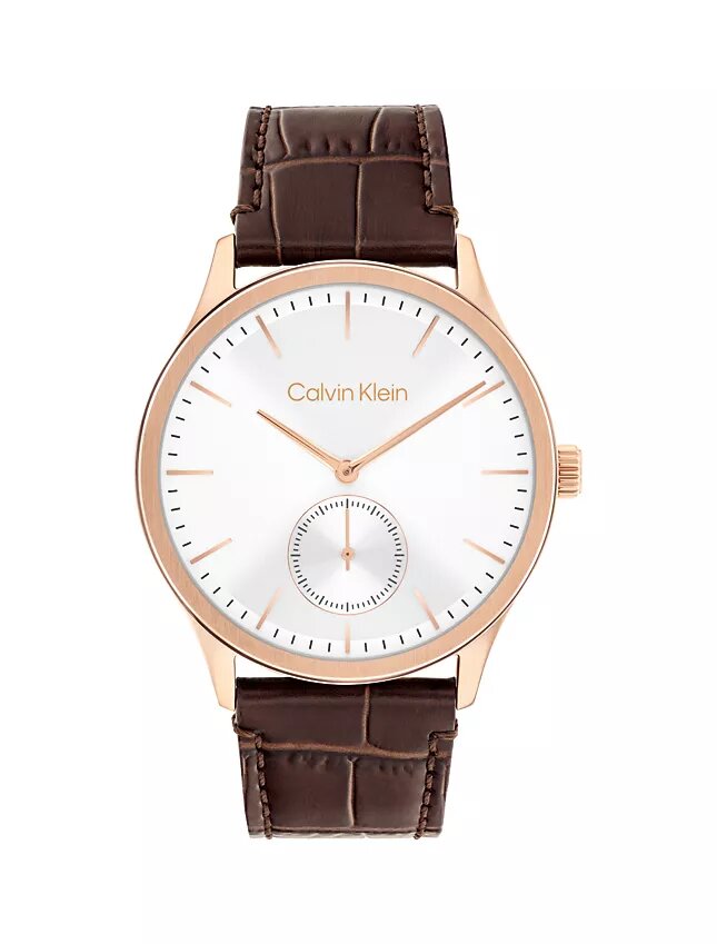 Reloj con esfera cepillada y correa de cuero Reloj con esfera cepillada y correa de cuero