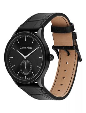 Reloj con esfera cepillada y correa de cuero Reloj con esfera cepillada y correa de cuero