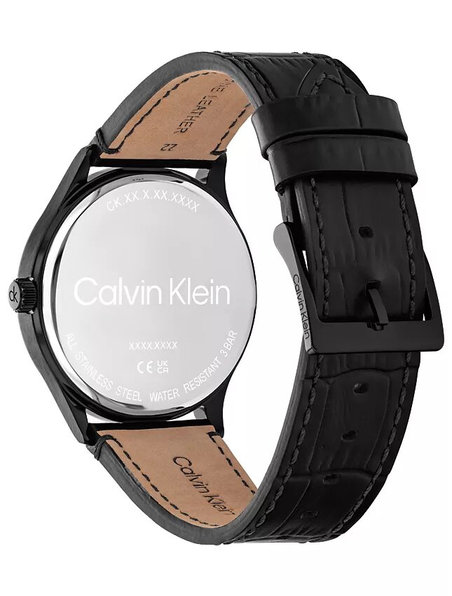Reloj con esfera cepillada y correa de cuero Reloj con esfera cepillada y correa de cuero