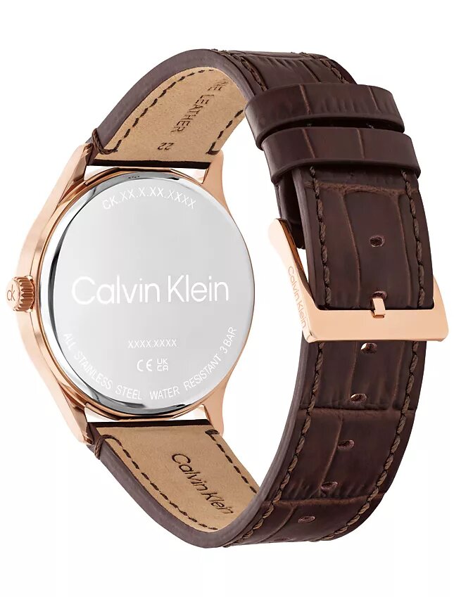 Reloj con esfera cepillada y correa de cuero Reloj con esfera cepillada y correa de cuero