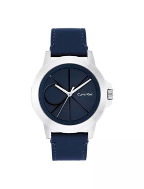 Reloj con esfera con emblema y correa de cuero Reloj con esfera con emblema y correa de cuero