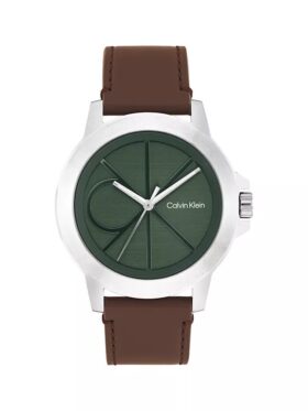 Reloj con esfera con emblema y correa de cuero Reloj con esfera con emblema y correa de cuero