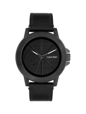 Reloj con esfera con emblema y correa de cuero Reloj con esfera con emblema y correa de cuero