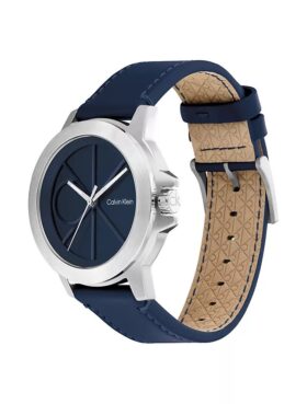 Reloj con esfera con emblema y correa de cuero Reloj con esfera con emblema y correa de cuero