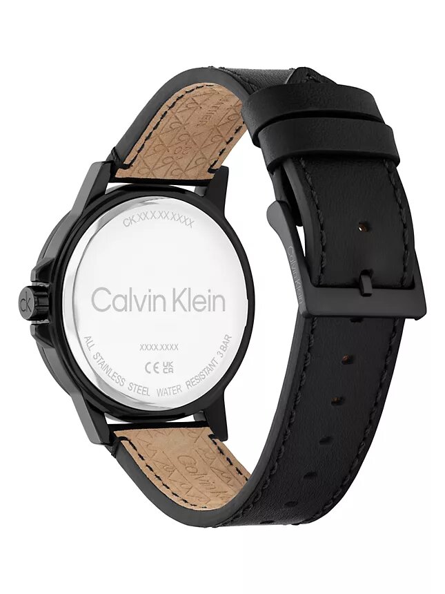 Reloj con esfera con emblema y correa de cuero Reloj con esfera con emblema y correa de cuero