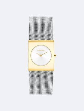 Reloj con esfera geométrica y brazalete de malla Reloj con esfera geométrica y brazalete de malla