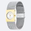 Reloj con esfera geométrica y brazalete de malla Reloj con esfera geométrica y brazalete de malla
