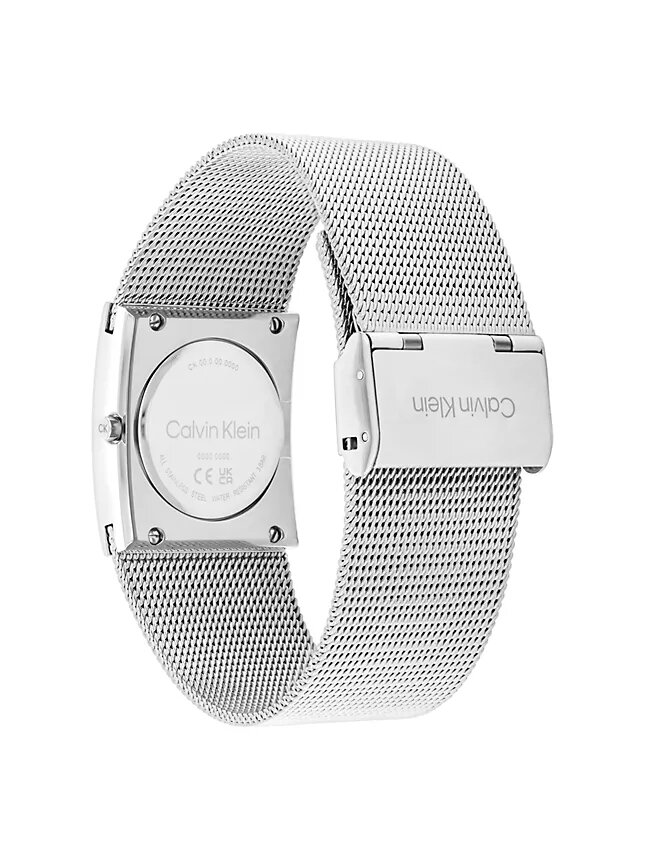 Reloj con esfera geométrica y brazalete de malla Reloj con esfera geométrica y brazalete de malla
