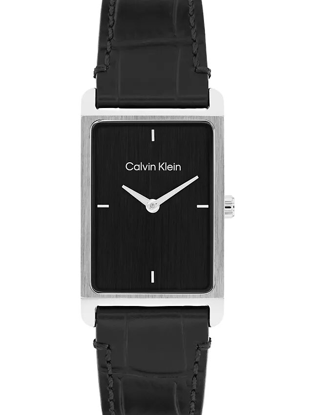 Reloj con esfera rectangular y correa de cuero Reloj con esfera rectangular y correa de cuero