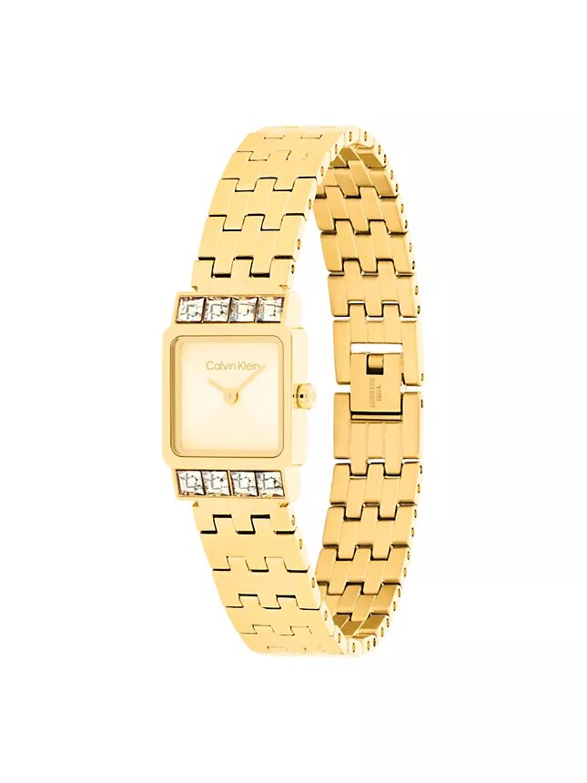 Reloj con pulsera de eslabones y esfera cuadrada Reloj con pulsera de eslabones y esfera cuadrada