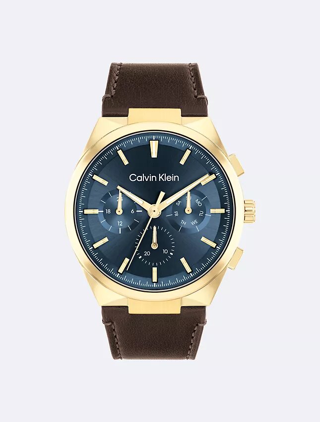Reloj multifunción con correa de cuero Reloj multifunción con correa de cuero