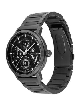 Reloj multifunción con esfera expuesta y brazalete de eslabones Reloj multifunción con esfera expuesta y brazalete de eslabones